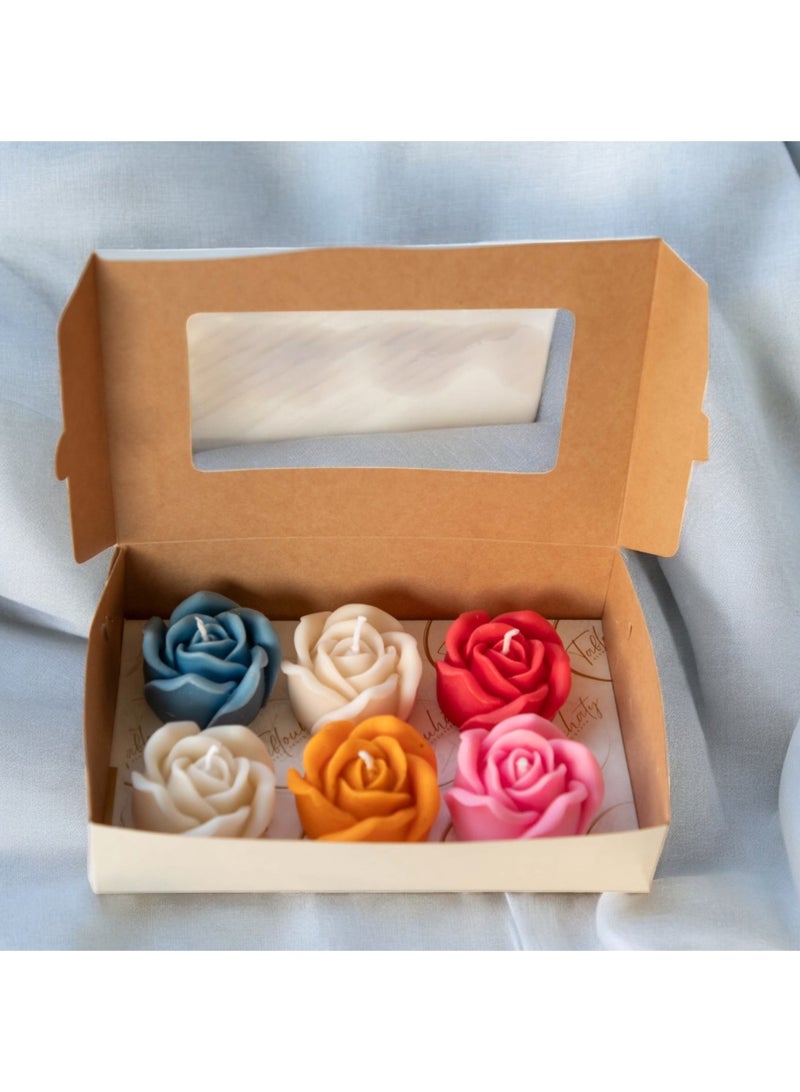 6 Roses Candle Set – Decorative Scented Candles Gift Box - Image 1
