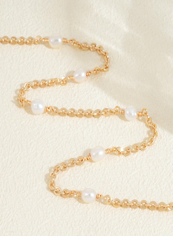 Fettero Choker Necklace for Women 14K Gold Plated Dainty Pearl Necklace Gold Simple Chain Pearl Choker Necklaces for Women Stack Jewelry Gift - Image 5
