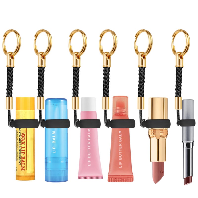 LUCKINEE 6PCS Lip Balm Holder Key Chain Silicone Lip Gloss Holder Keychain Cap for Summer Fridays, Keychain Lipstick Holder Compatible with ChapStick,Nivela and More - Image 1