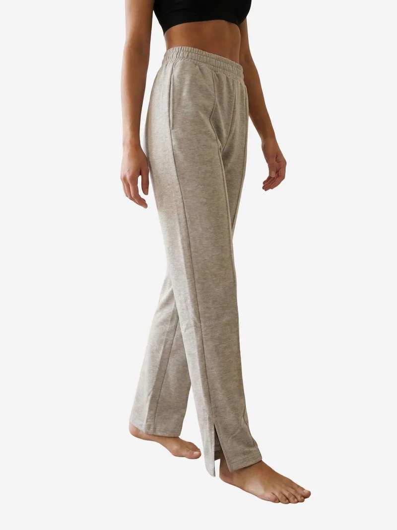 My Fashion Light Grey MY FASHION High-Waist Wide-Leg Knit Joggers for Women | Best Price UAE