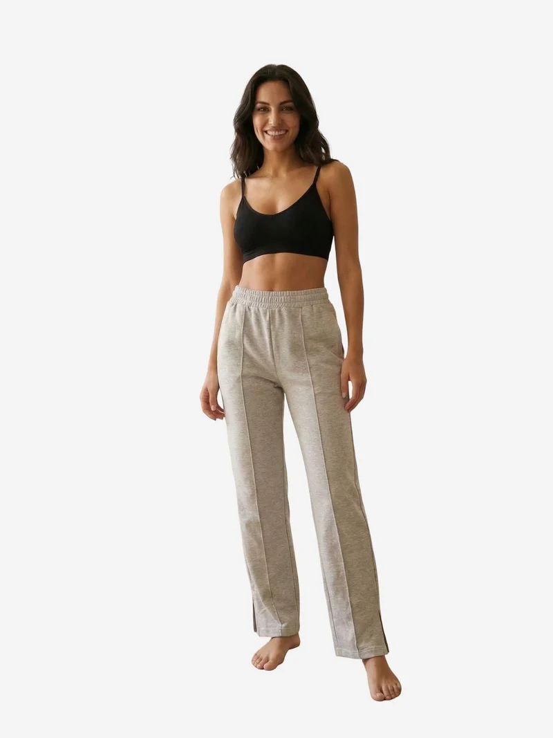 ماي فاشن MY FASHION High-Waist Wide-Leg Knit Joggers