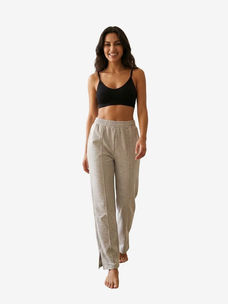 ماي فاشن MY FASHION High-Waist Wide-Leg Knit Joggers