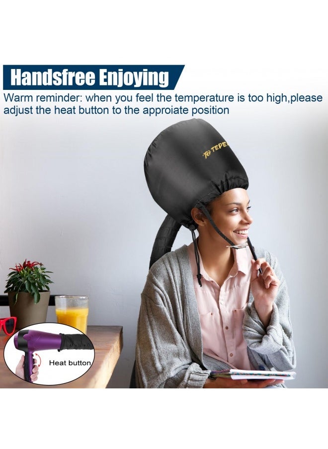 TEPENAR TEPENAR Bonnet Hair Dryer Attachment, Upgraded Soft Adjustable Large Hair Drying Bonnet for Hand Held Hair Dryer, Easy to Use for Natural Curly Textured Hair Care and Speeds Up Drying Time at Home  - Image 1