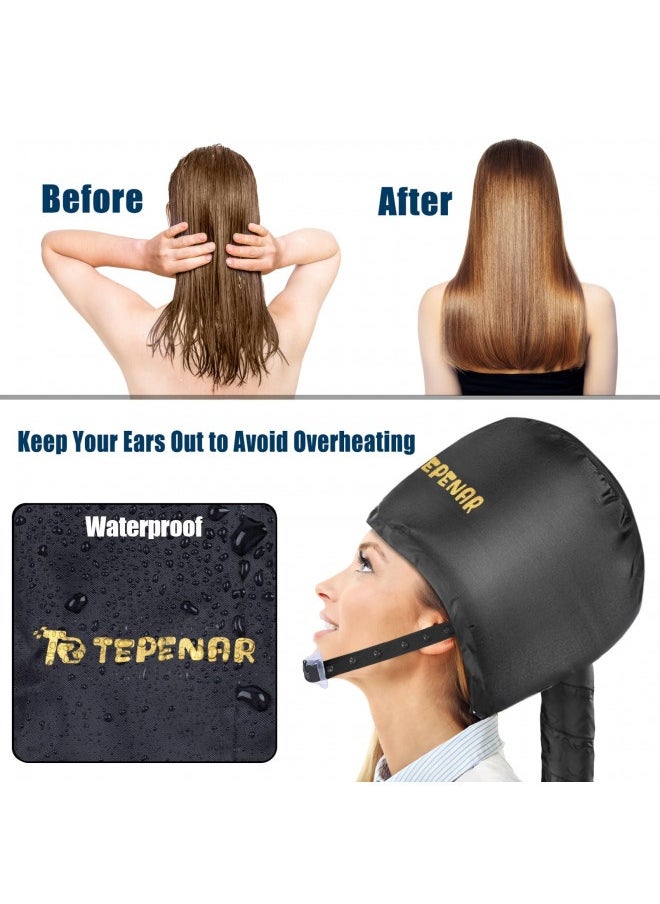 TEPENAR TEPENAR Bonnet Hair Dryer Attachment, Upgraded Soft Adjustable Large Hair Drying Bonnet for Hand Held Hair Dryer, Easy to Use for Natural Curly Textured Hair Care and Speeds Up Drying Time at Home  - Image 2