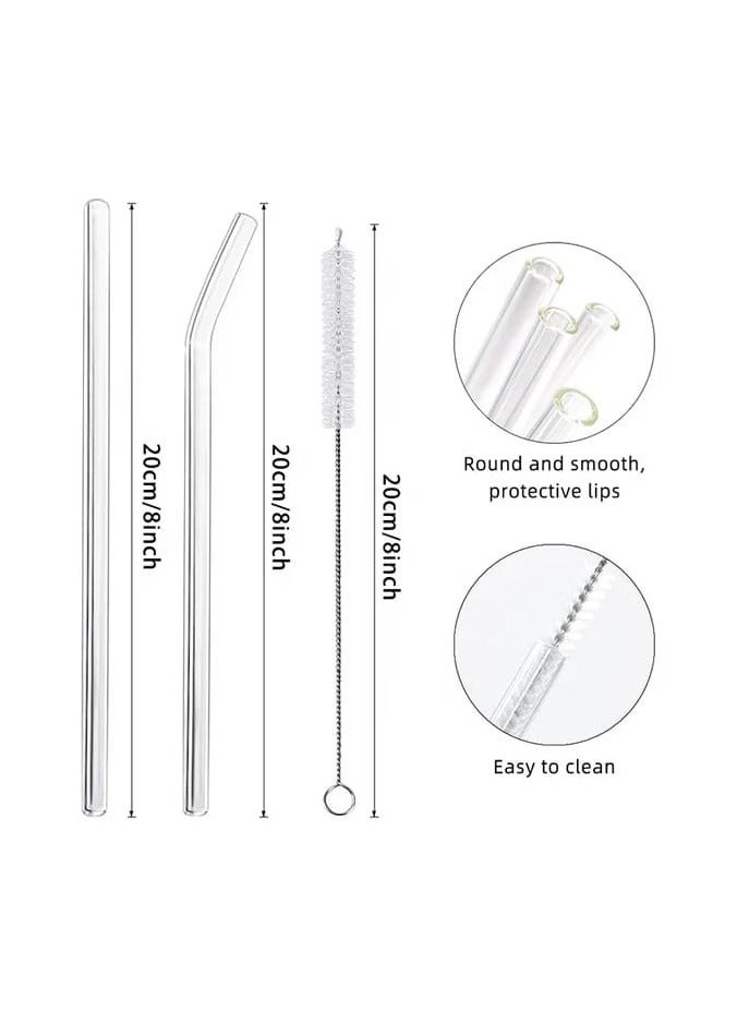 Liying Reusable Glass Straws Set, Clear Glass Drinking Straws, 20cm x 1cm Set of 6 Straight with 1 Cleaning Brushes, Perfect for Smoothies, Milkshakes, Juice, Tea - Image 2