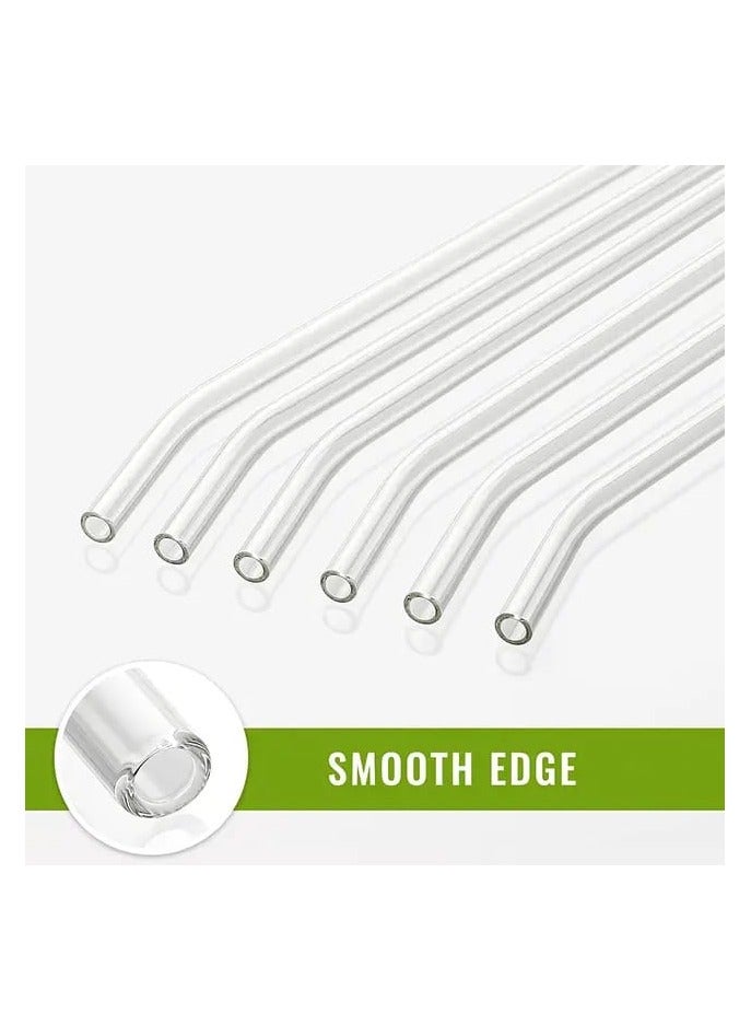 Liying Reusable Glass Straws Set, Clear Glass Drinking Straws, 20cm x 1cm Set of 6 Straight with 1 Cleaning Brushes, Perfect for Smoothies, Milkshakes, Juice, Tea - Image 3