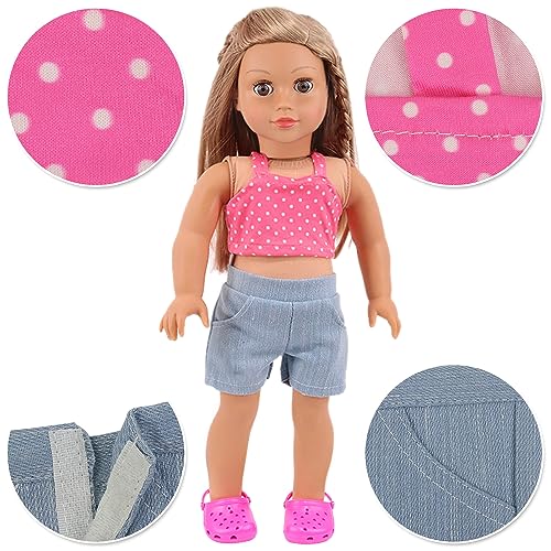 Ecore Fun 10 Sets American 18 Inch Doll Clothes - 18 pcs Doll Clothing Doll Outfits Dress Swimsuits Jumpsuit Tights for 18 Inch Dolls Christmas Birthday Gift - Image 3