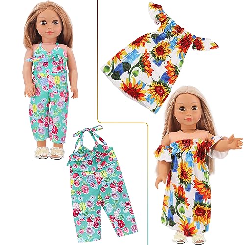Ecore Fun 10 Sets American 18 Inch Doll Clothes - 18 pcs Doll Clothing Doll Outfits Dress Swimsuits Jumpsuit Tights for 18 Inch Dolls Christmas Birthday Gift - Image 4