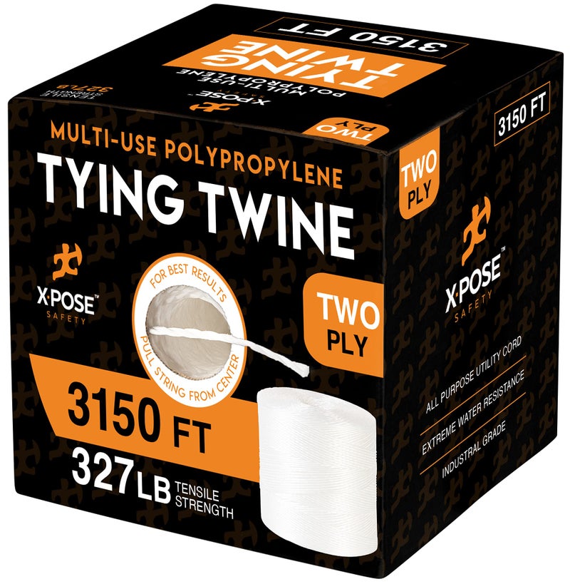 Polypropylene Tying Twine  2 Ply White Plastic Twine String 3150 Roll  Soft On Hands  Heavy Duty Outdoor  Indoor Tie Line