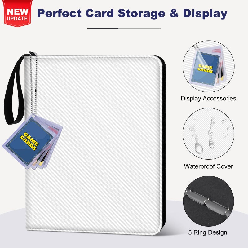 Mlikero Trading Card Binder, 9 Pocket Card Binder with Card Display Design, 720 Double Sided Pocket Collection Binder, Card Albums for MTG, TCG, and Sports Cards(White) - Image 2
