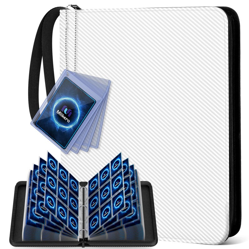 Mlikero Trading Card Binder, 9 Pocket Card Binder with Card Display Design, 720 Double Sided Pocket Collection Binder, Card Albums for MTG, TCG, and Sports Cards(White) - Image 1