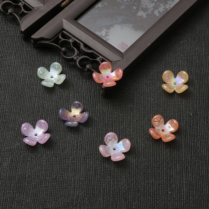 20 price acrylic imitation petals four-petal flower holder accessories handmade diy antique accessories Hanfu hairpin material Random color mixing 