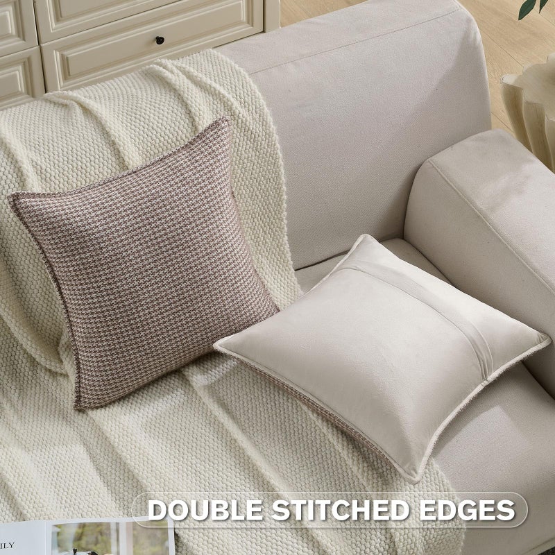FUTEI Coffee Decorative Throw Pillow Covers 22x22 Inch Set of 2,Soft Houndstooth Gingham Textured Cushion Case,Modern Home Decor for Couch Bed Living Room - Image 4