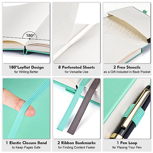 OFFIGIFT 5 Pack Bullet Dotted Journal Notebook, 312 Numbered Pages Dot Grid Notebooks Bulk, 100gsm No Bleed Paper Hardcover Leather Journal, Dot Journal Notebook Set for Women Men School Office, A5, Multicolor - Image 3