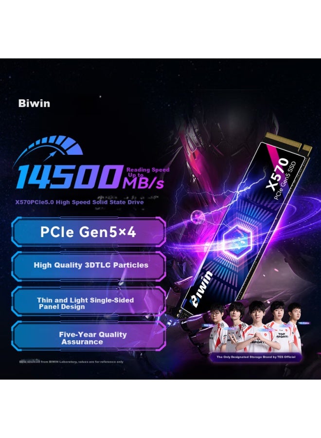 Biwin 2tb Ssd Solid State Drive M.2 Interface X570 Selected 3d Tlc Particles Pcie 5.0 Read Speed 14500mb/s Ai Computer Storage Accessories - Image 1