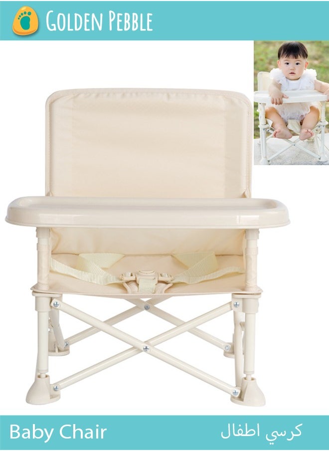 bbet Baby Chair ,Foldable Baby Chair for Eating, Portable Baby Food Chair with Straps, Compact Booster Seat with Tray, Easy Go Safety Lightweight Booster Seat for Kid infant,  Baby Feeding Chair for Travel Camping  - Image 1