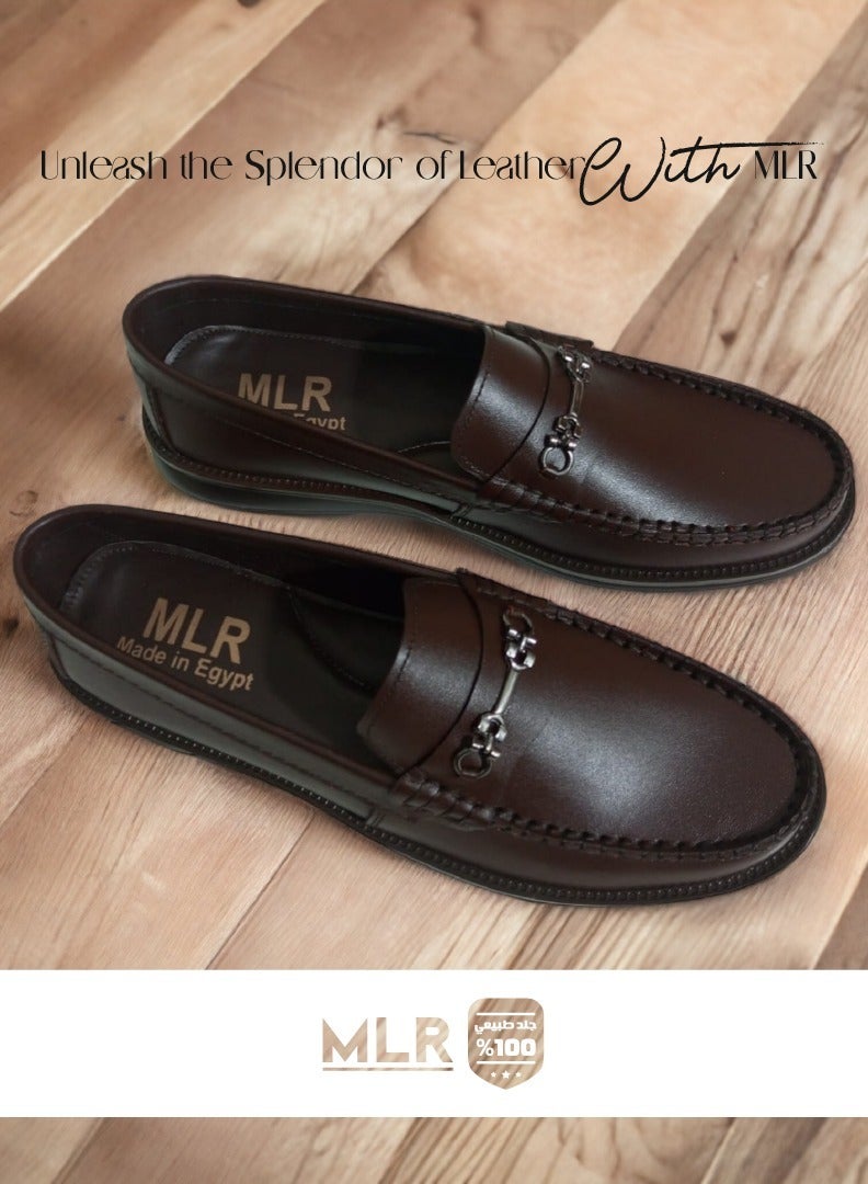 MLR shoes original genuine leather Dark brown color Brown hand stitching - Image 1