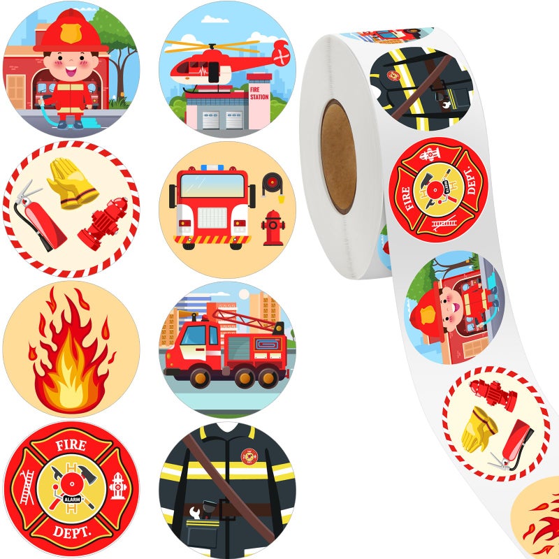 Geyee 1000 Pcs Police Stickers Firefighter Sticker for Kids Firetruck Fireman Badge Toy Name Tag Roll for Party Favor School Education Event 8 StyleFirefighting - Image 3