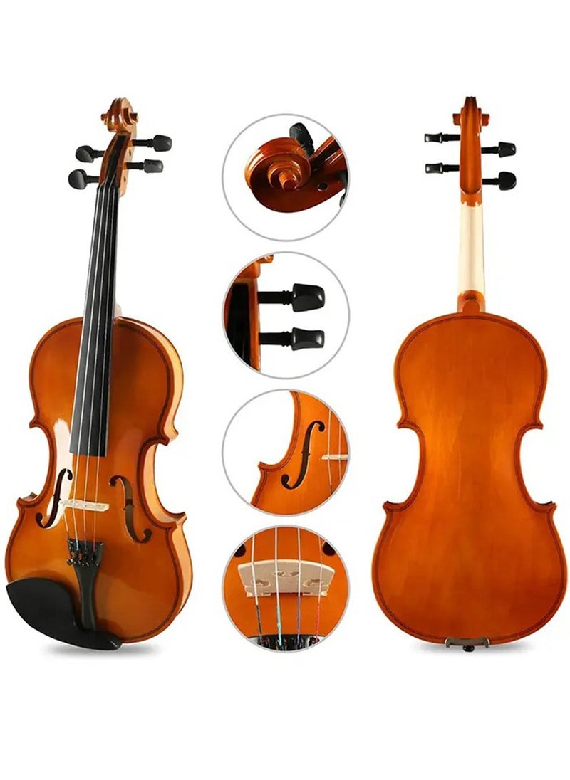 Mike Music Mike Music 4/4 Violin Set Full Size Student Violin for Beginner Fiddle Violin Starter Kit for Kids Adults with Brazilwood Bow, Extra E-1st String, Violin Sticker, Bridge, Rosin and Lightweight Case  - Image 2