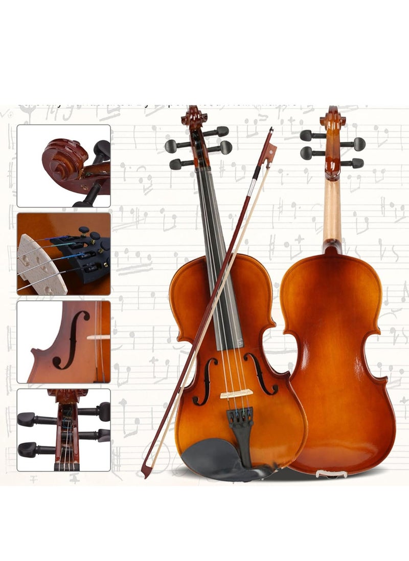 Mike Music Mike Music 4/4 Violin Set Full Size Student Violin for Beginner Fiddle Violin Starter Kit for Kids Adults with Brazilwood Bow, Extra E-1st String, Violin Sticker, Bridge, Rosin and Lightweight Case  - Image 3