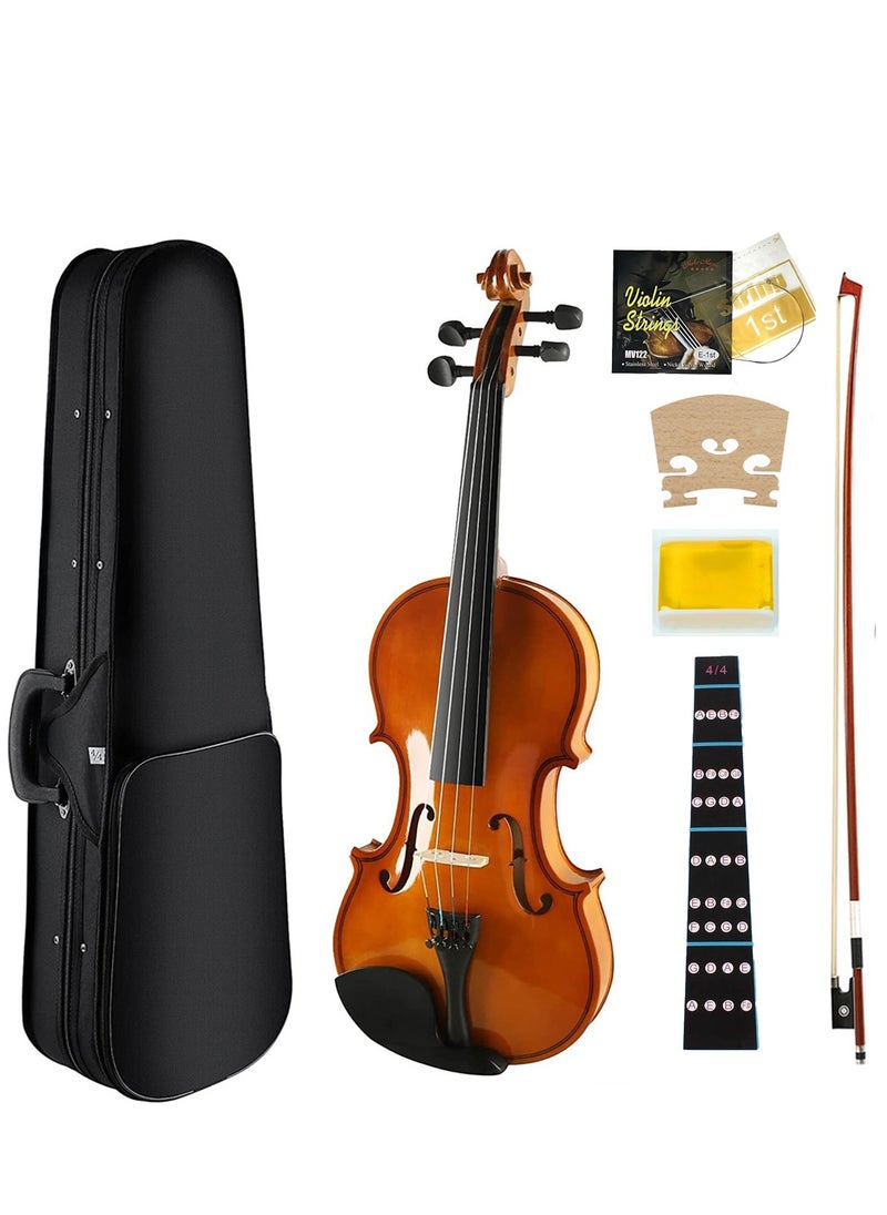 Mike Music Mike Music 4/4 Violin Set Full Size Student Violin for Beginner Fiddle Violin Starter Kit for Kids Adults with Brazilwood Bow, Extra E-1st String, Violin Sticker, Bridge, Rosin and Lightweight Case  - Image 1