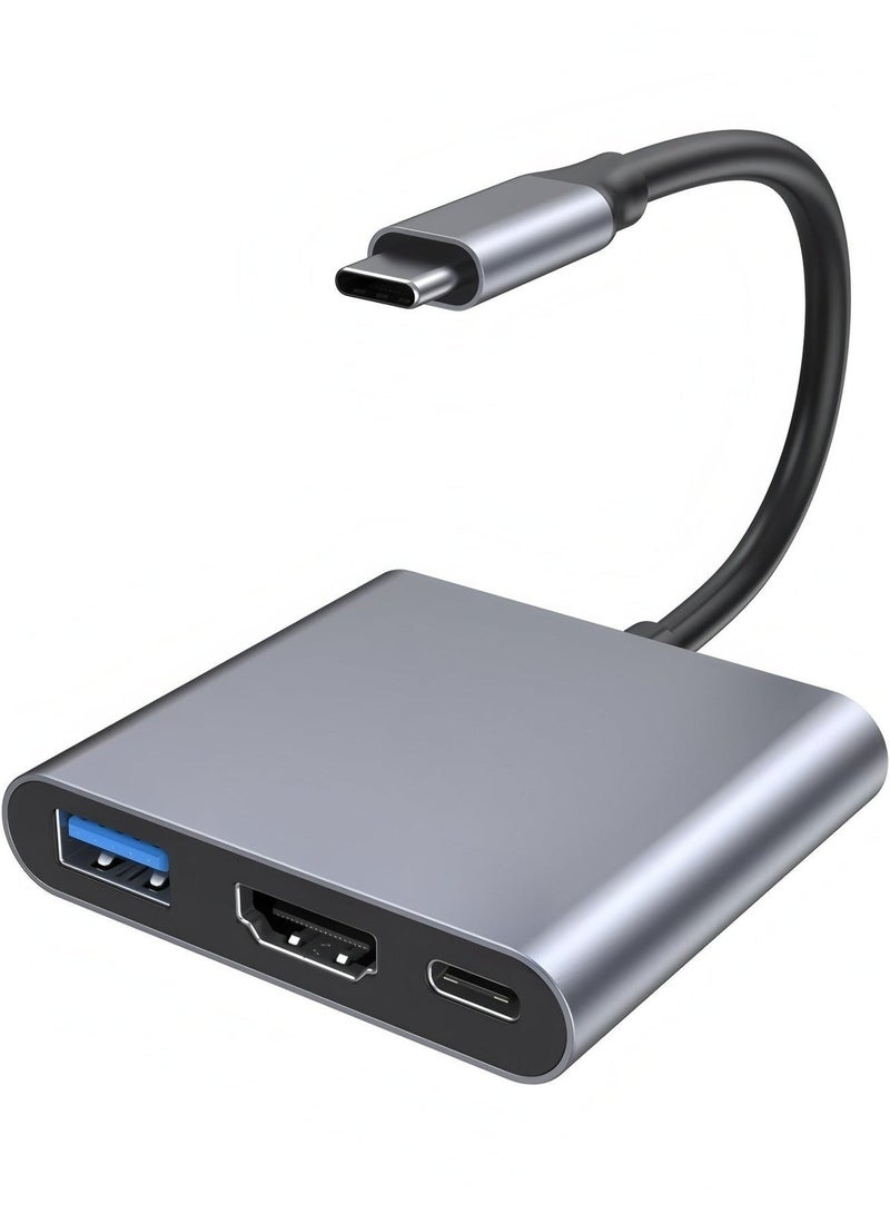 محول USB-C إلى HDMI (4K) مع منفذ USB 3.0 ومنفذ Type-C أنثوي لجهاز MacBook وChromebook - Image 1
