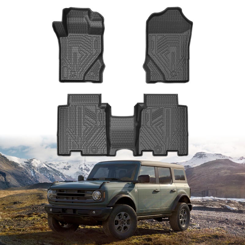 Mixsuper Floor Mat for Ford Bronco 20212025 Only Fits 4Door Models All Weather Floor Liner 2 Row Set Black Not for Ford Bronco Sport