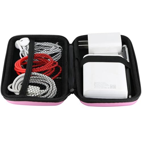iMangoo Shockproof Travel Essentials Organizer Charger Case, Space-Optimized Small Zipper Electronics Accessories Pouch Tech Cord Cable Power Bank Storage for Women Men, 6.5x3.2x1 In (Pink) - Image 5