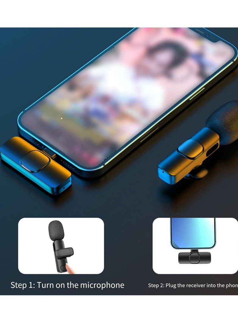 Wireless Microphone Wireless Lavalier Microphone Set Clear Stereo Sound Noise Cancelling Lapel Mic for Vlogs Video Recording Mini Microphone C 2pcs - Image 5