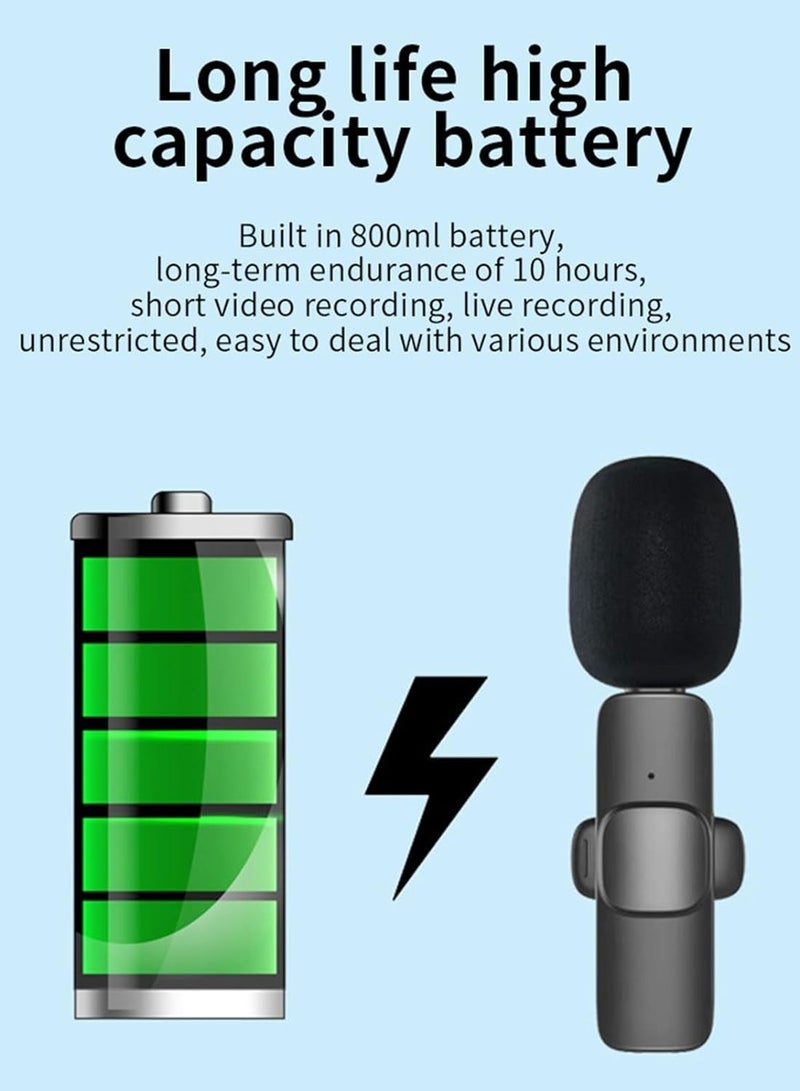 Wireless Microphone Wireless Lavalier Microphone Set Clear Stereo Sound Noise Cancelling Lapel Mic for Vlogs Video Recording Mini Microphone C 2pcs - Image 2
