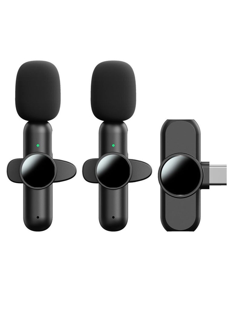 Wireless Microphone Wireless Lavalier Microphone Set Clear Stereo Sound Noise Cancelling Lapel Mic for Vlogs Video Recording Mini Microphone C 2pcs - Image 4