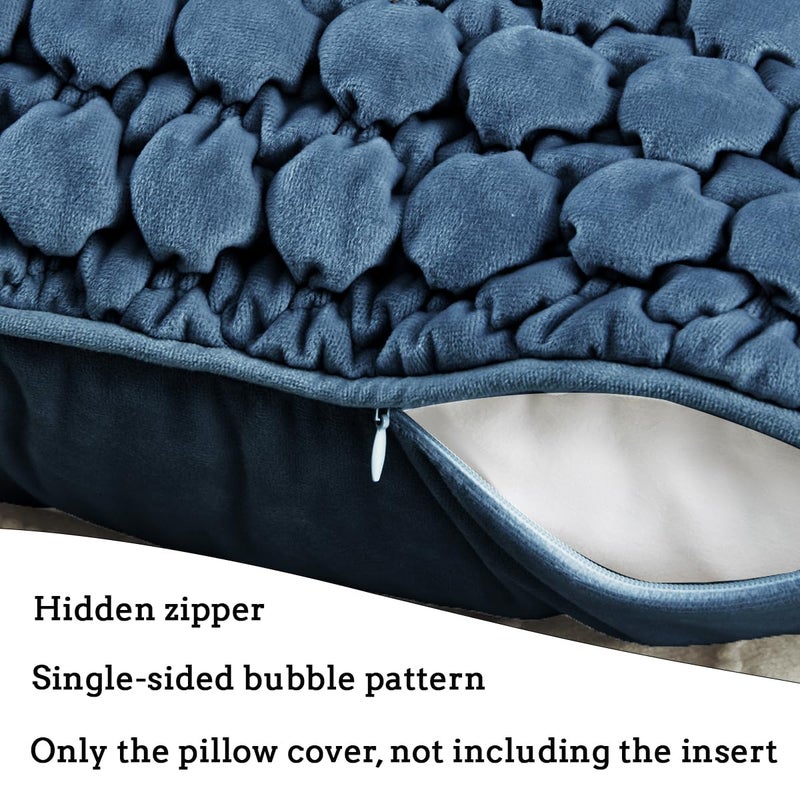 COCOPLOCEUS Pillow Cover 24x24 1 Piece Velvet Euro Sham Decorative Farmhouse Pillowcase Boho Square Cushion Covers Soft Bubble Texture for Couch Sofa Bed Bedroom Car Living Room，Blue - Image 5