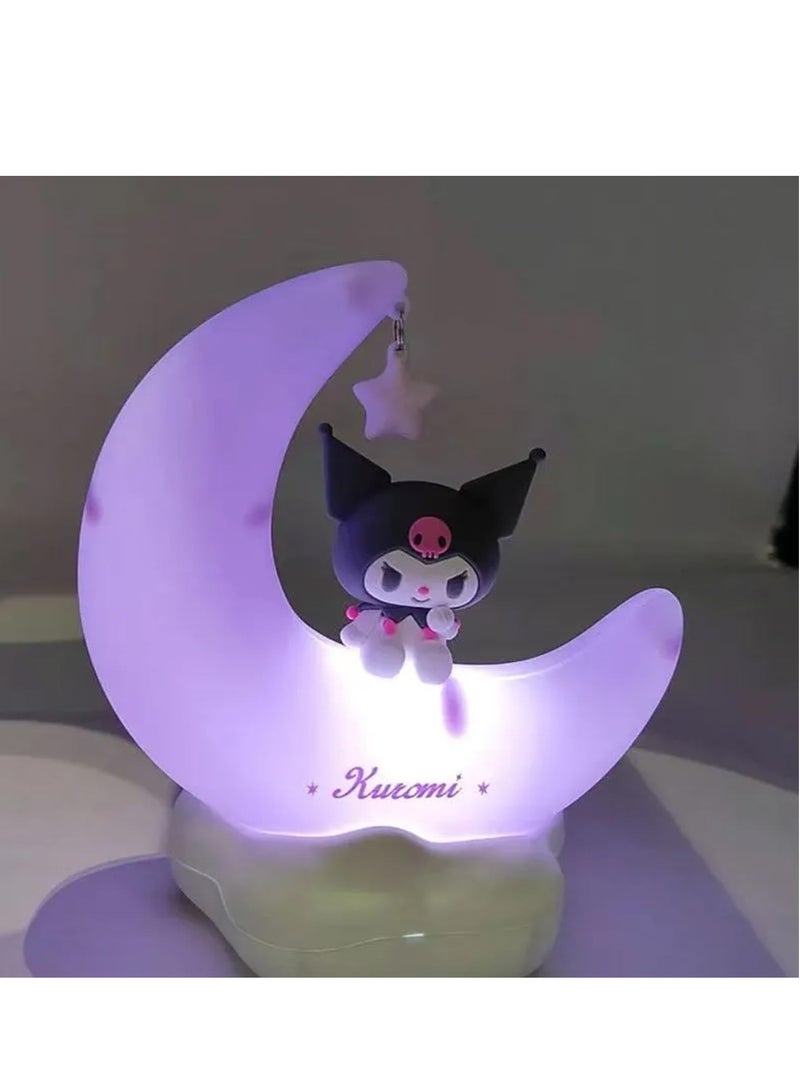 RATSAW لطيف أنيمي شخصية LED ضوء الليل Kuromi Cinnamoroll ميلودي Kawaii أضواء ليلية لغرفة قابلة للشحن مكتب الجرف زخرفة أباجورة Kuromi  - Image 2
