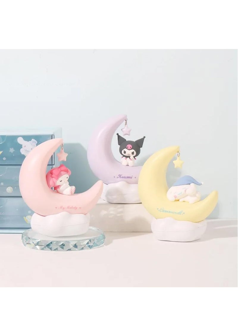 RATSAW لطيف أنيمي شخصية LED ضوء الليل Kuromi Cinnamoroll ميلودي Kawaii أضواء ليلية لغرفة قابلة للشحن مكتب الجرف زخرفة أباجورة Kuromi  - Image 5