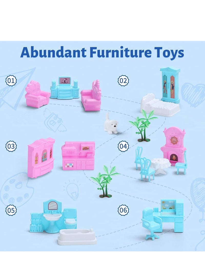 Doll House for Girls 2 3 4 5 6 7 8 Year Old - 3-Story 6 Rooms Dollhouse with 3 Dolls Light Accessories Furniture and Play Mat, DIY Pretend Dream House Toy Gift for Kids  - Image 5