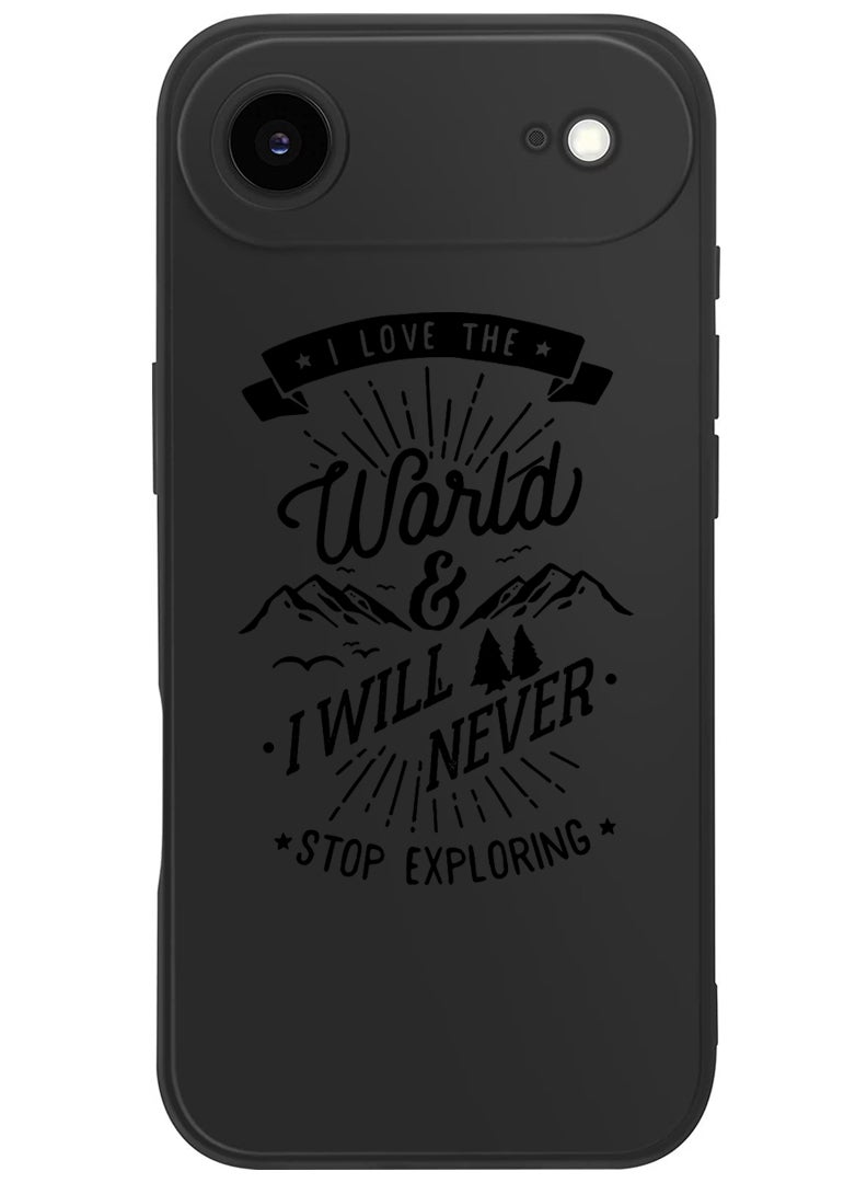 Theodor Protective Slim Fit Case Liquid Silicone Cover with Full Body Protection Anti-Scratch Shockproof Case For Apple iPhone 17 Air (Black) I love the world - Image 1