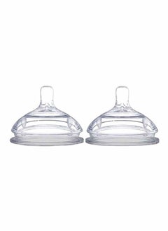 Generic 2-Piece Natural Teat Silicone Nipples, Fast Flow Transparent  - Image 1