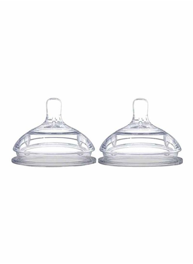 Generic 2-Piece Natural Teat Silicone Nipples, Fast Flow Transparent  - Image 1
