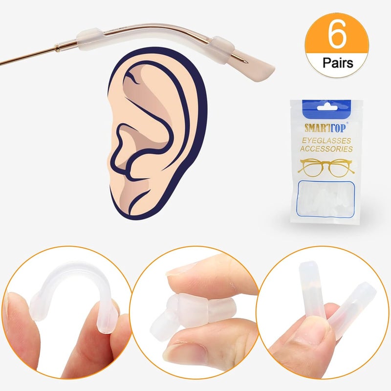 SMARTTOP Silicone Eyeglasses Temple Tips Sleeve Retainer, Anti-Slip Elastic Glasses Ear Grip Comfort Eyeglasses Retainers Behind The Ears for Reading Glasses Sunglasses - Image 4