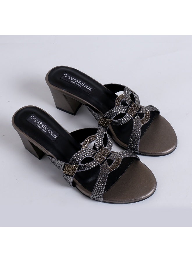 بلوري أحذية إميلي النسائية ذات الكعب العالي اللامع مصنوعة يدويًا ومريحة للحفلات وحفلات الزفاف والمناسبات المسائية - Image 1