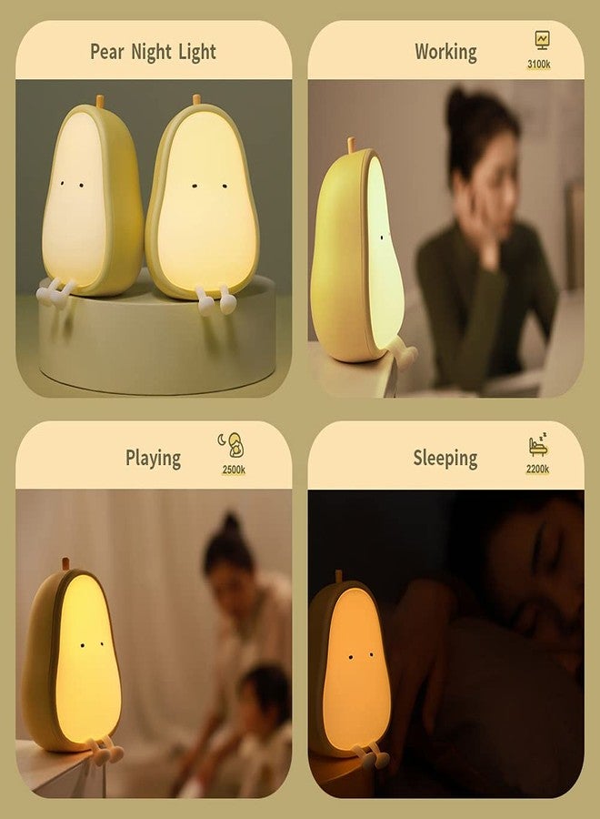 ipalmay Night Lights for Kids USB Rechargeable Lamps, BPA-Free ABS+Silicone Bedside Lamp for Breastfeeding,Color Changing, Yellow Pear - Image 5