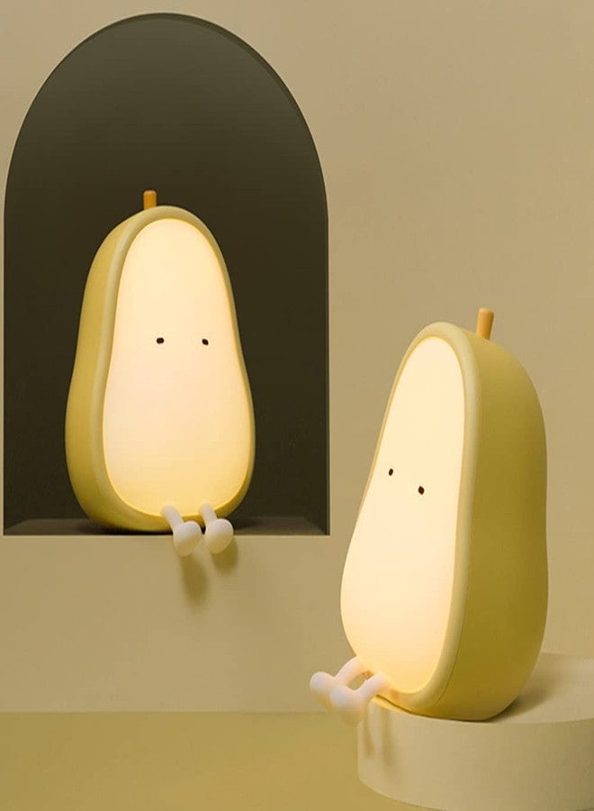 ipalmay Night Lights for Kids USB Rechargeable Lamps, BPA-Free ABS+Silicone Bedside Lamp for Breastfeeding,Color Changing, Yellow Pear - Image 1
