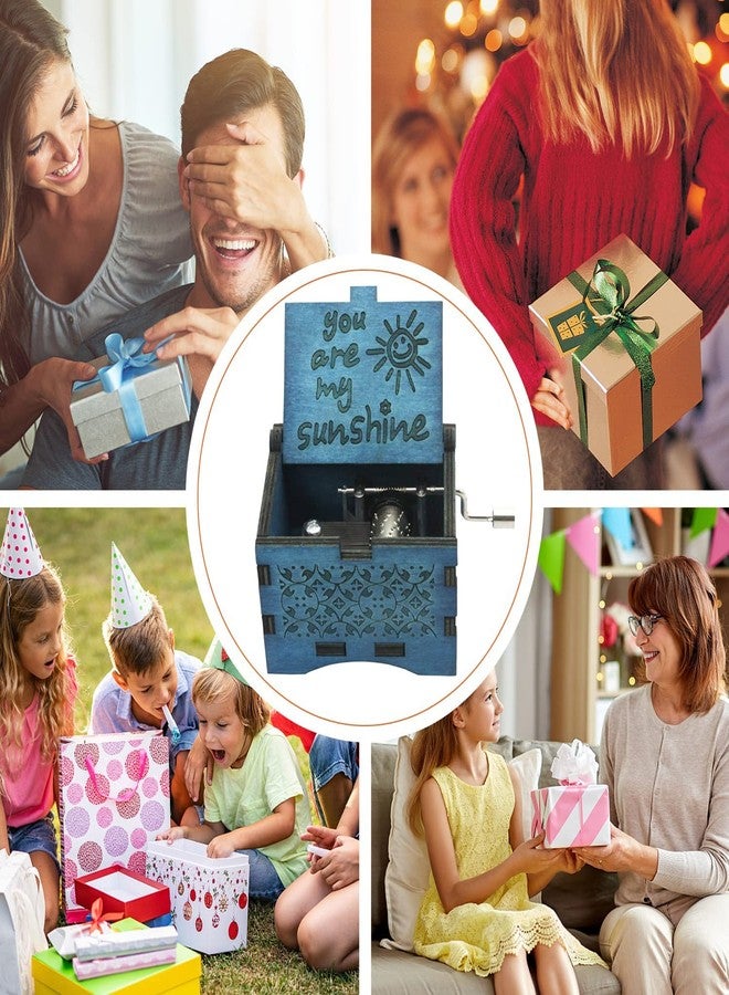 يونيك ليد صندوق موسيقي خشبي من UNIQLED، أنت شمسي، محفور بالليزر، يعمل باليد، صندوق موسيقي كلاسيكي خشبي على شكل شمس، هدايا لأعياد الميلاد، عيد الميلاد، عيد الحب (شمس زرقاء) - Image 5