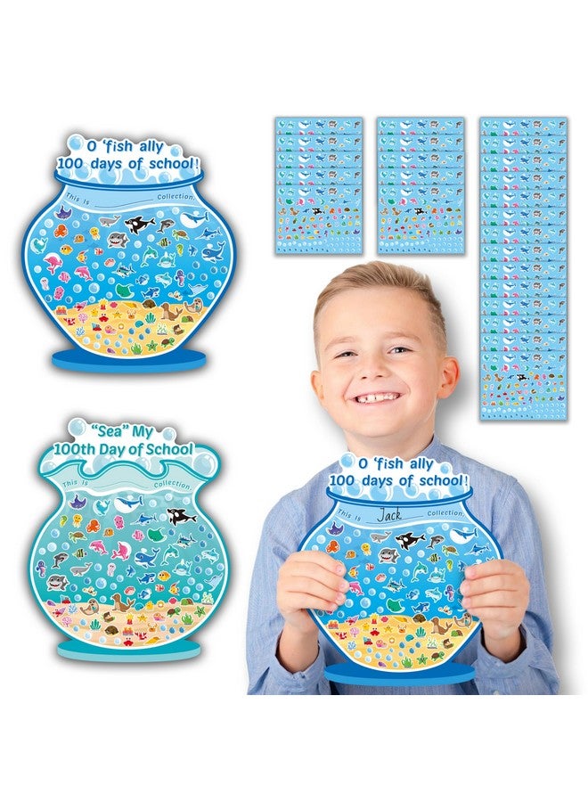 BeYumi Sea Animal Sticker Scene - 24Pcs 100 Days of School Fish Tank Scene Sticker Craft Kit for Kids Make Ocean Animals World Art Craft 100th Day of School Party Preschool Classroom Activities - Image 1