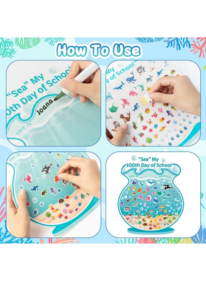 BeYumi Sea Animal Sticker Scene - 24Pcs 100 Days of School Fish Tank Scene Sticker Craft Kit for Kids Make Ocean Animals World Art Craft 100th Day of School Party Preschool Classroom Activities - Image 3