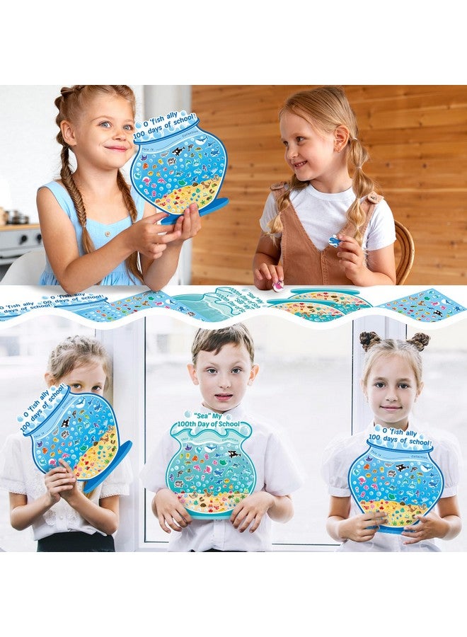 BeYumi Sea Animal Sticker Scene - 24Pcs 100 Days of School Fish Tank Scene Sticker Craft Kit for Kids Make Ocean Animals World Art Craft 100th Day of School Party Preschool Classroom Activities - Image 5