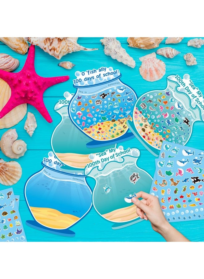 BeYumi Sea Animal Sticker Scene - 24Pcs 100 Days of School Fish Tank Scene Sticker Craft Kit for Kids Make Ocean Animals World Art Craft 100th Day of School Party Preschool Classroom Activities - Image 4