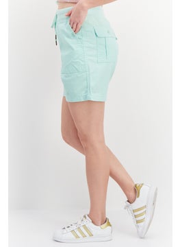 Gloria Vanderbilt Women Drawstring Plain Basic Short, Sage  - Image 3