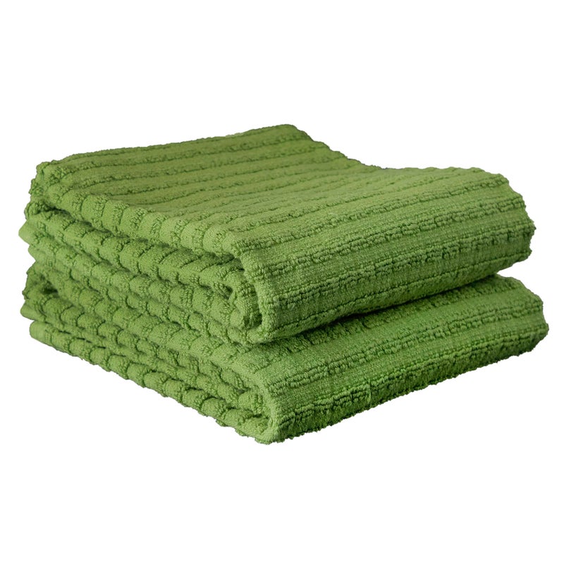 Ritz Royale Collection 100% Combed Terry Cotton, Highly Absorbent, Oversized Kitchen Towel Set, 28" x 18", 2-Pack, Solid, Cactus Green - Image 1