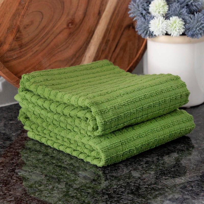 Ritz Royale Collection 100% Combed Terry Cotton, Highly Absorbent, Oversized Kitchen Towel Set, 28" x 18", 2-Pack, Solid, Cactus Green - Image 5